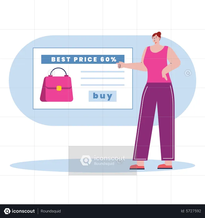 Female doing online Black Friday shopping  Illustration