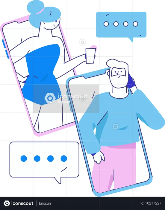 Female Doing Online Chat  Illustration