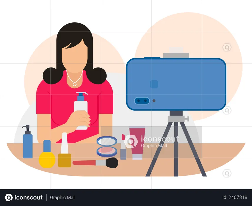 Female doing product review  Illustration
