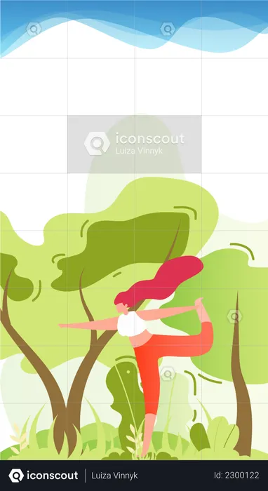 Female doing yoga in park  Illustration