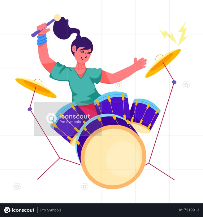 Female Drum Player  Illustration