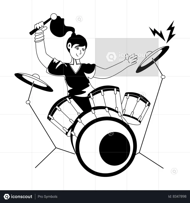 Female Drum Player  Illustration