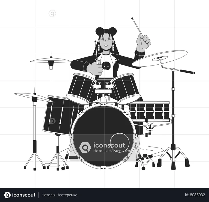 Female drummer rocker  Illustration