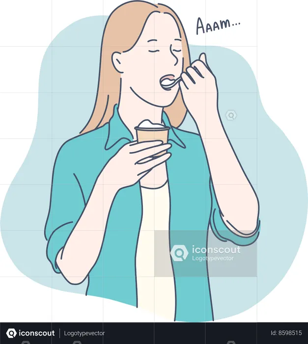 Female eating ice cream  Illustration