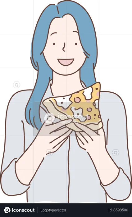 Female eating pizza  Illustration