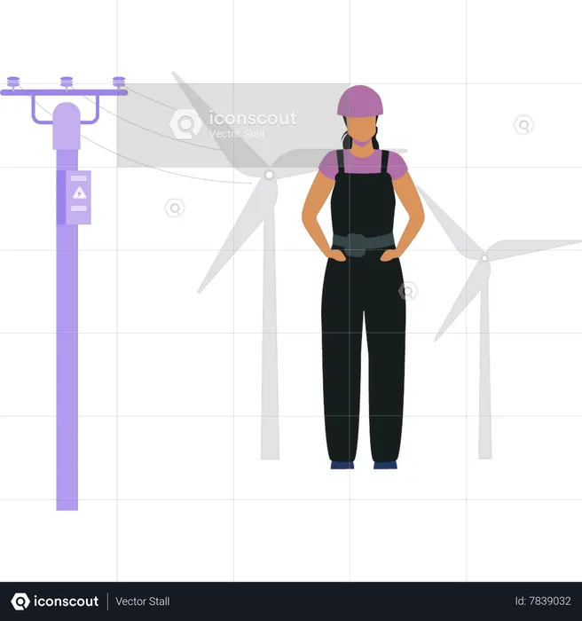 Female electrician standing  Illustration