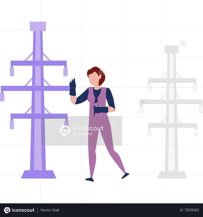 Female electrician working  Illustration