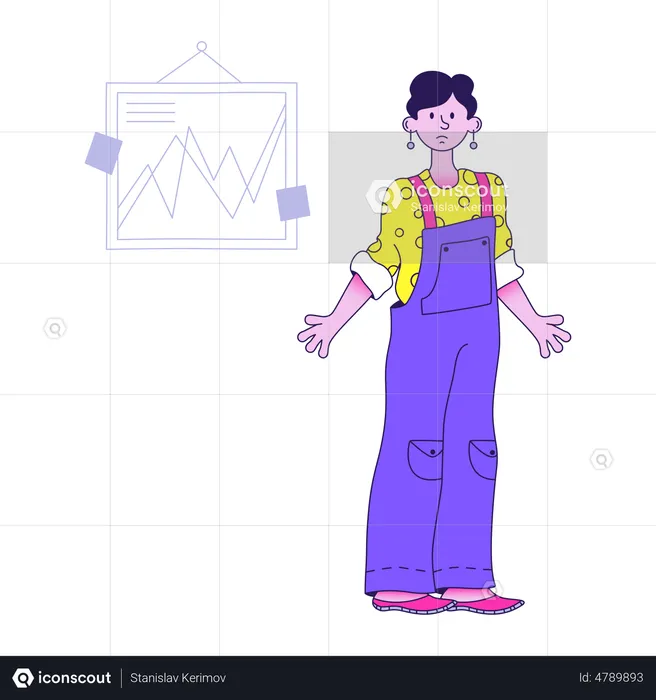 Female employee analyze data  Illustration