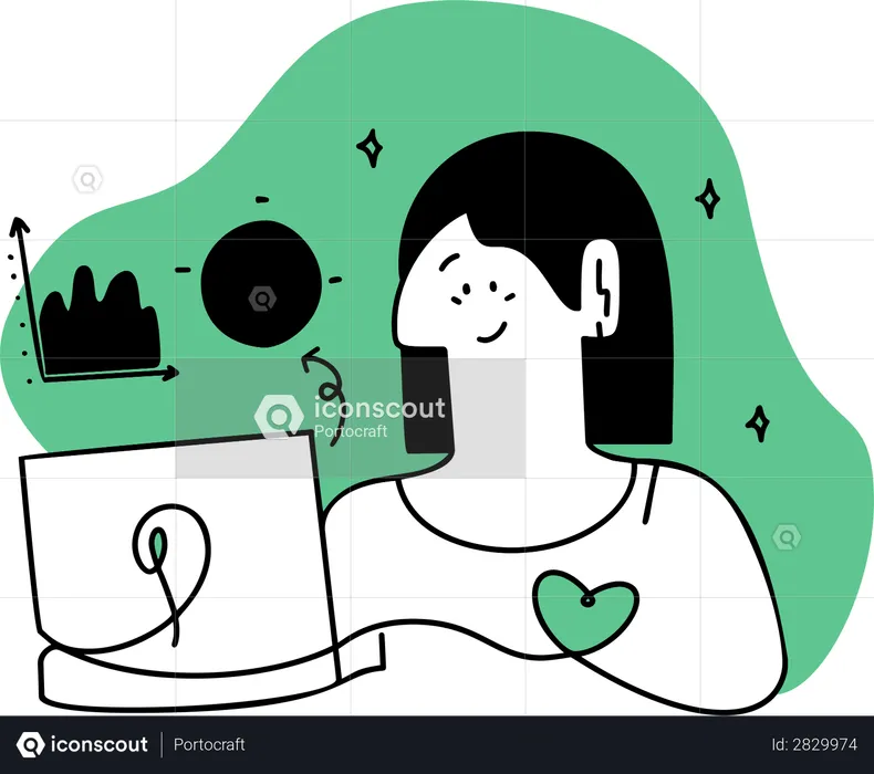 Female employee analyzing data  Illustration