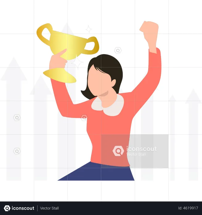 Female employee celebrating victory  Illustration
