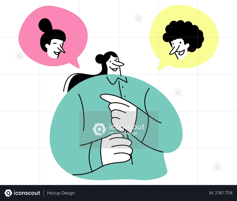 Female employee chatting with colleagues  Illustration