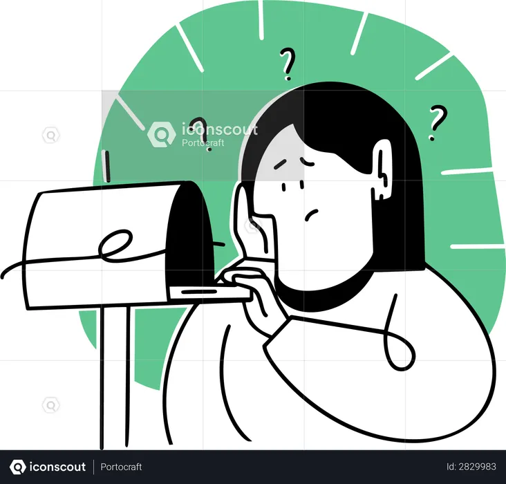 Female employee checking mail inbox  Illustration