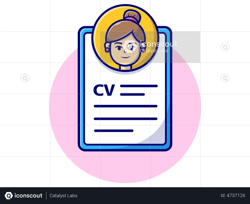 Female employee CV resume  Illustration
