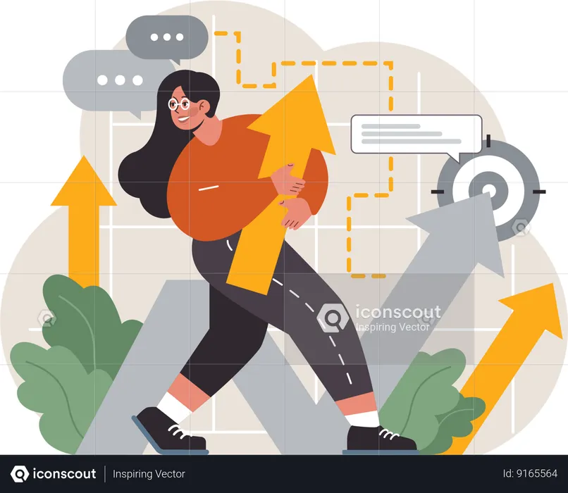 Female Employee develop soft skill progress  Illustration