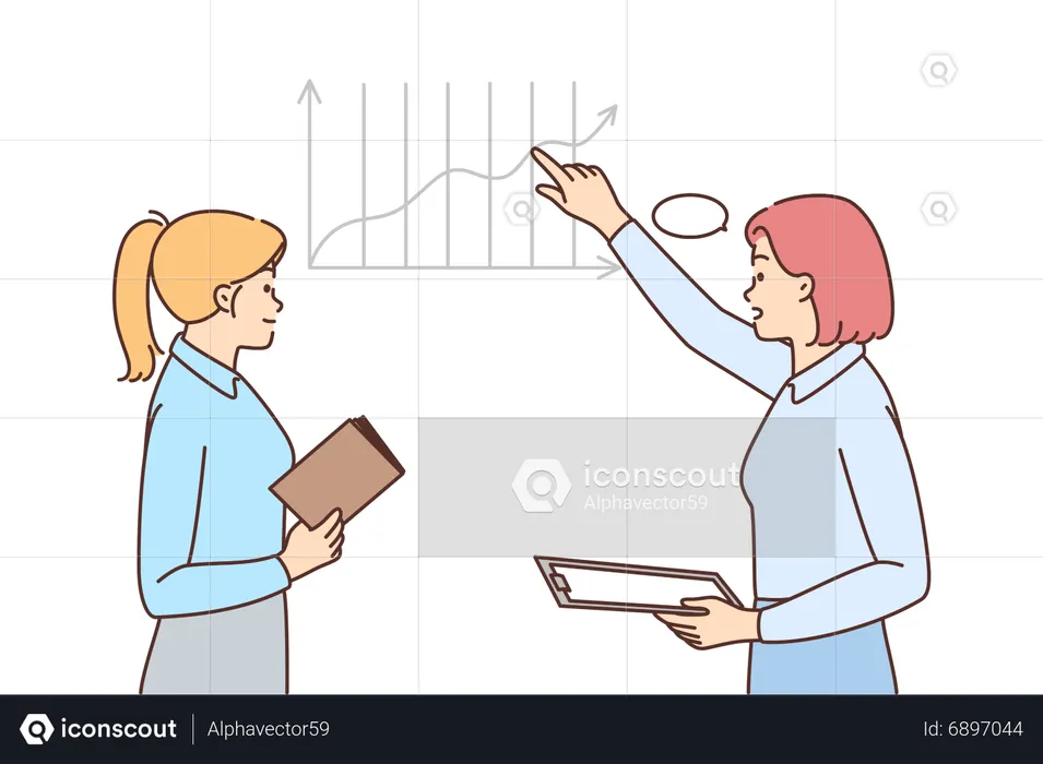 Female employee doing data analysis  Illustration