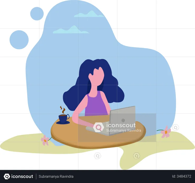 Female employee doing Social Media Marketing  Illustration