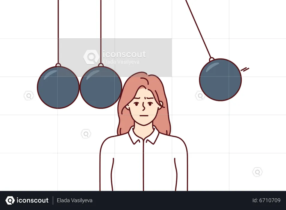 Female employee doing time management  Illustration