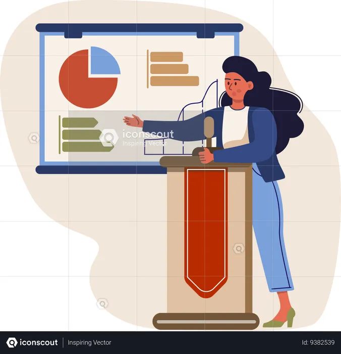 Female employee explaining business report  Illustration