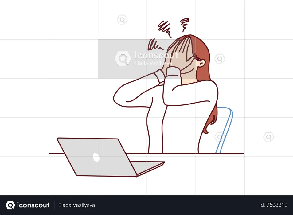 Female employee feeling stress  Illustration
