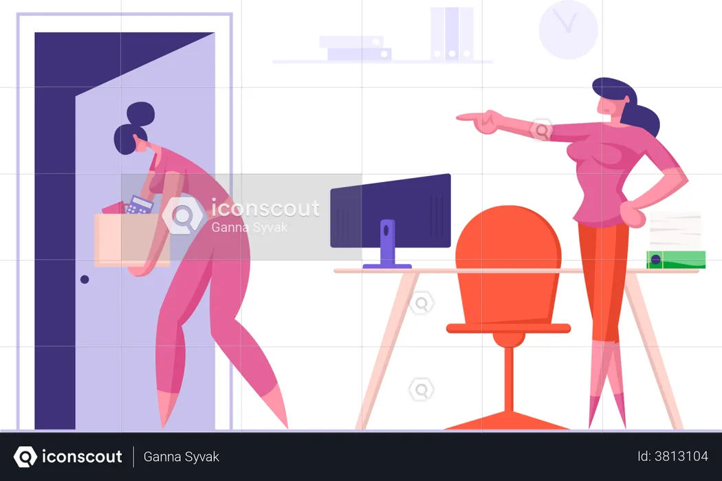 Female employee getting fired  Illustration