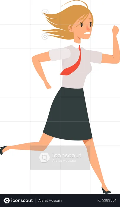 Female employee getting late for office  Illustration