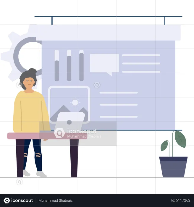 Female employee giving presentation  Illustration