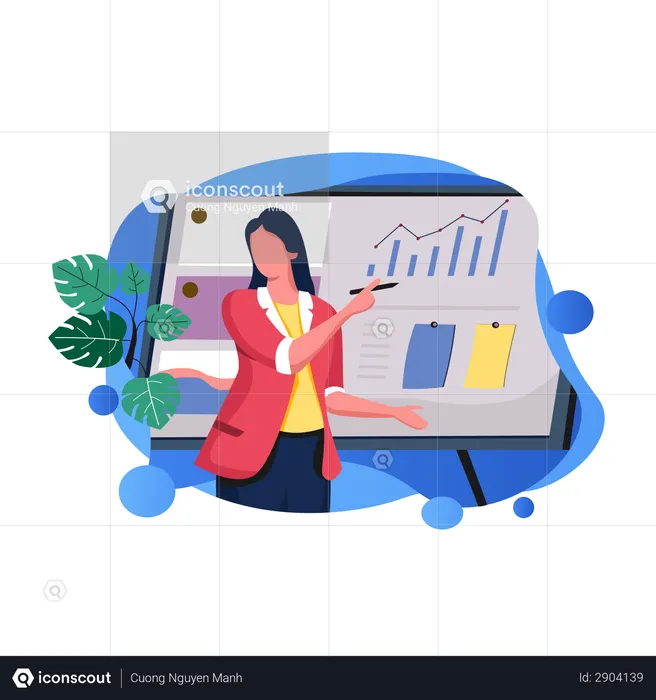 Female employee giving Presentation  Illustration