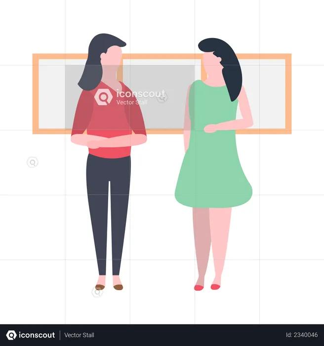 Female employee gossiping in break time  Illustration