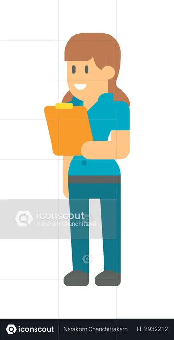 Female employee holding file  Illustration