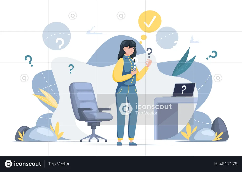 Female employee in confusion  Illustration