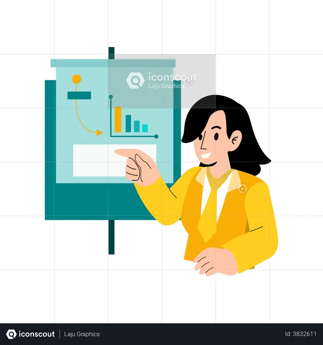 Female employee predicting business growth  Illustration