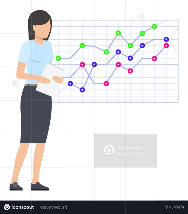 Female employee presenting business graph  Illustration