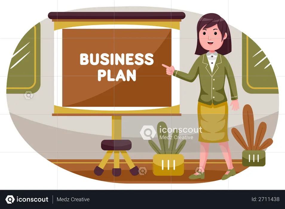 Female employee presenting business plan  Illustration