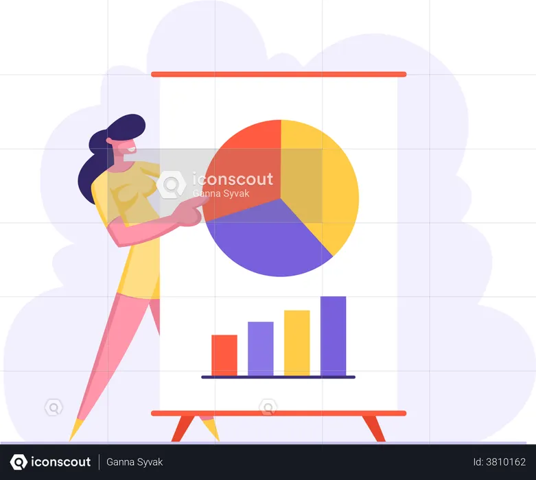 Female employee presenting data analytics  Illustration