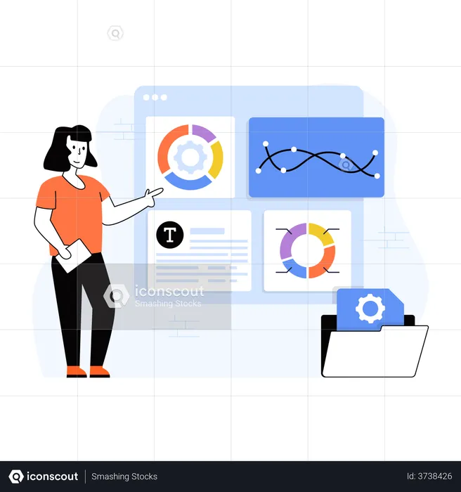 Female employee presenting data representation  Illustration