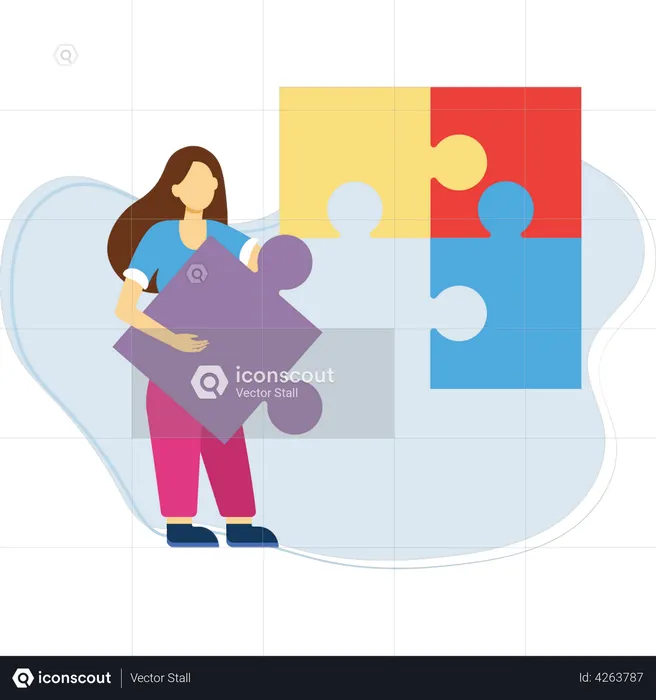 Female employee solving problem  Illustration