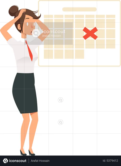 Female employee under workload  Illustration