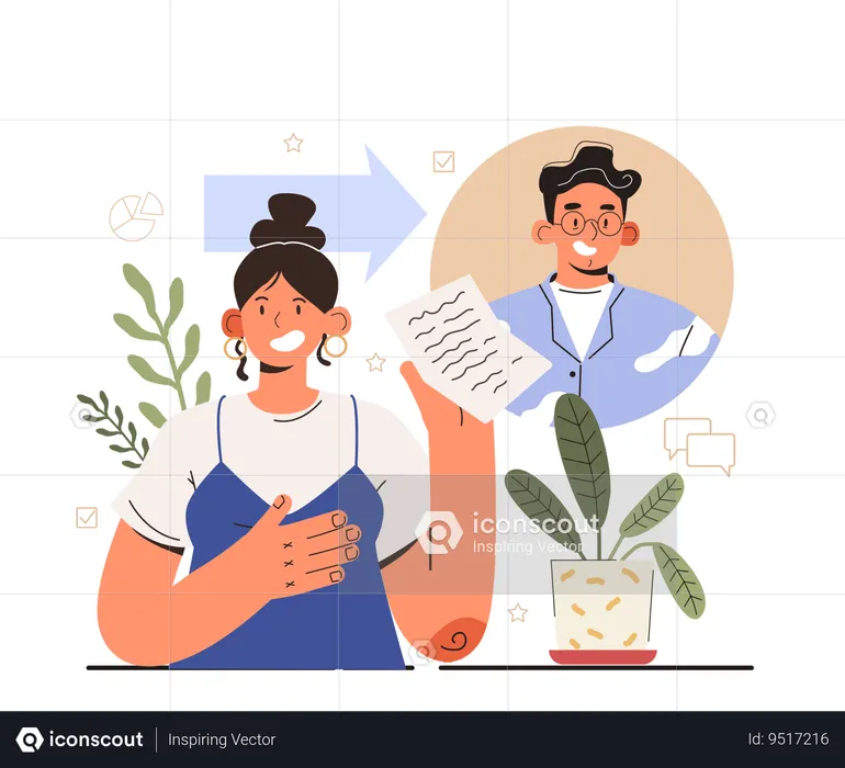 Female employee with delegation skill  Illustration