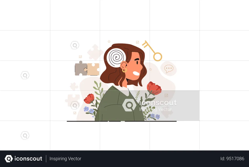 Female employee with human psychology knowledge  Illustration