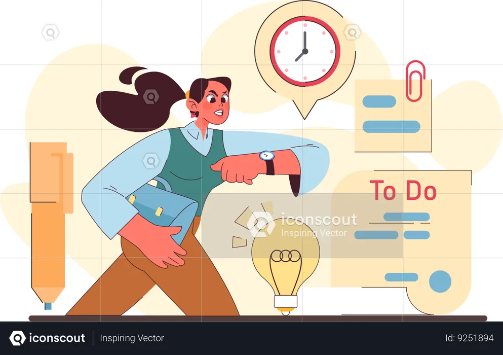Female employee with self-discipline skill  Illustration