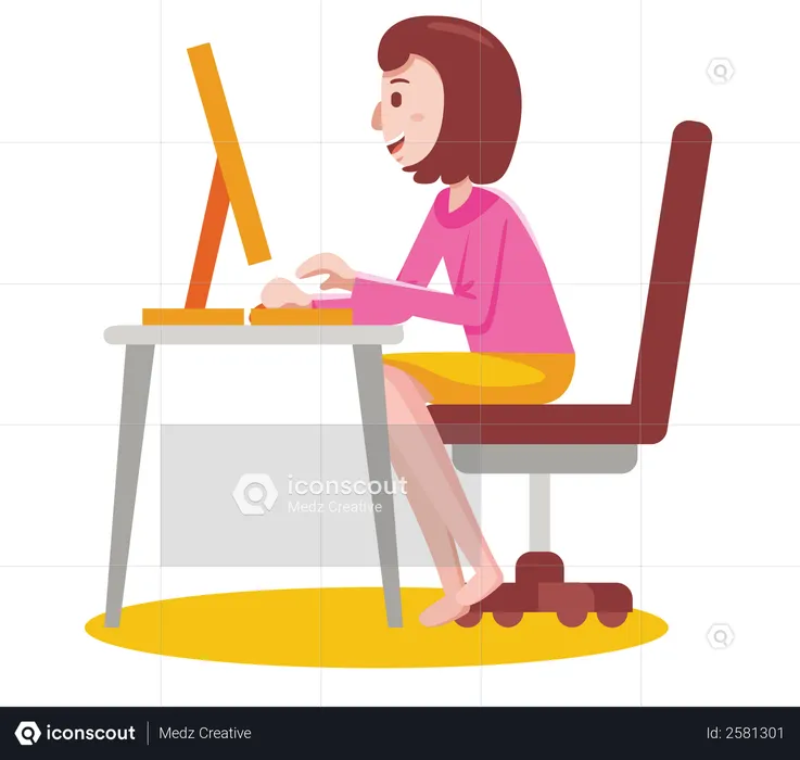 Female Employee working from home  Illustration