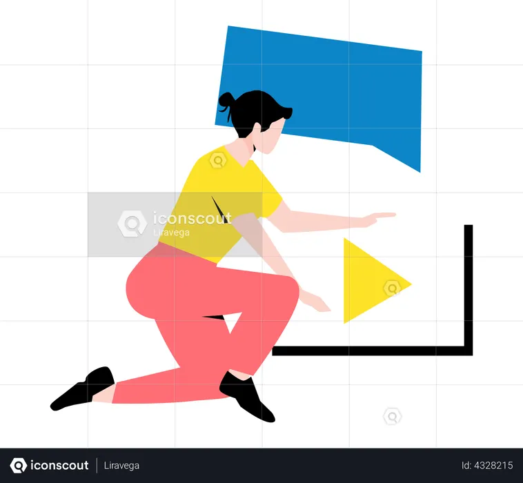 Female employee working on advertising video  Illustration