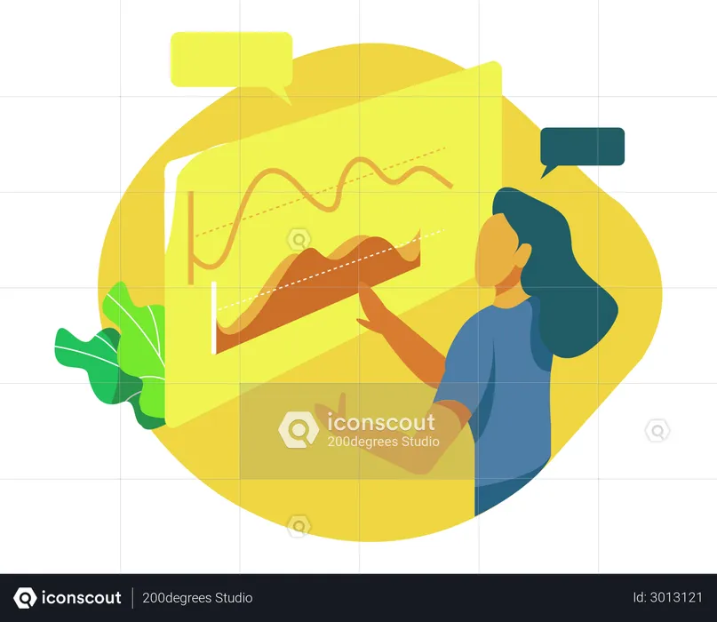 Female employee working on business report  Illustration