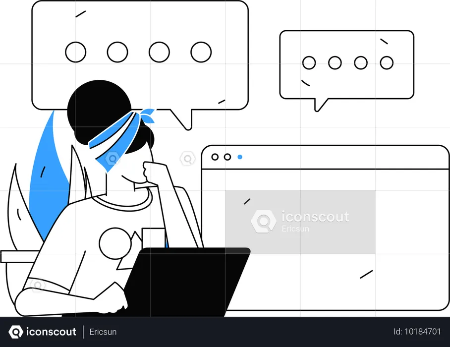 Female employee working on laptop  Illustration