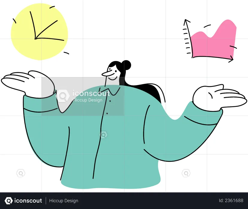 Female employee working on project  Illustration