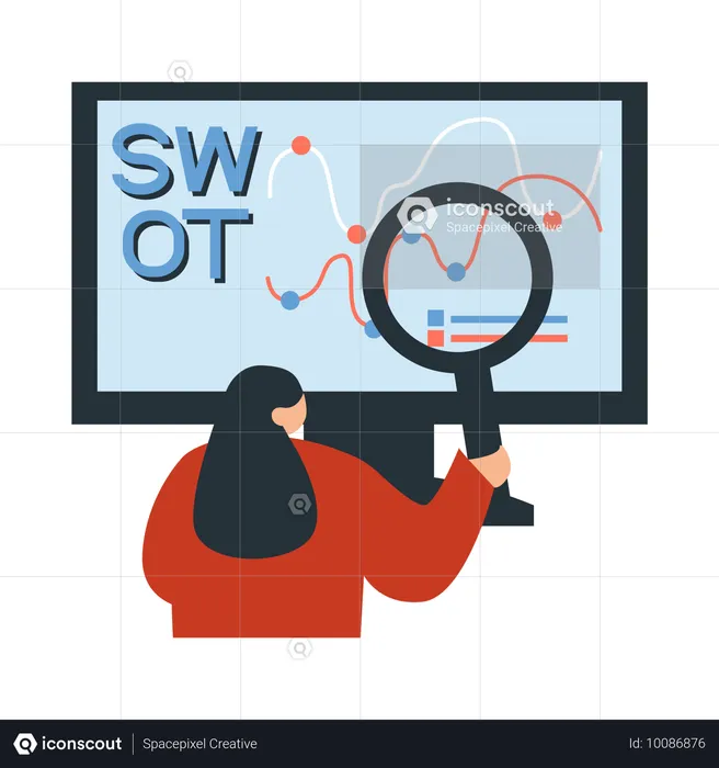 Female employee working on Strategic Framework  Illustration