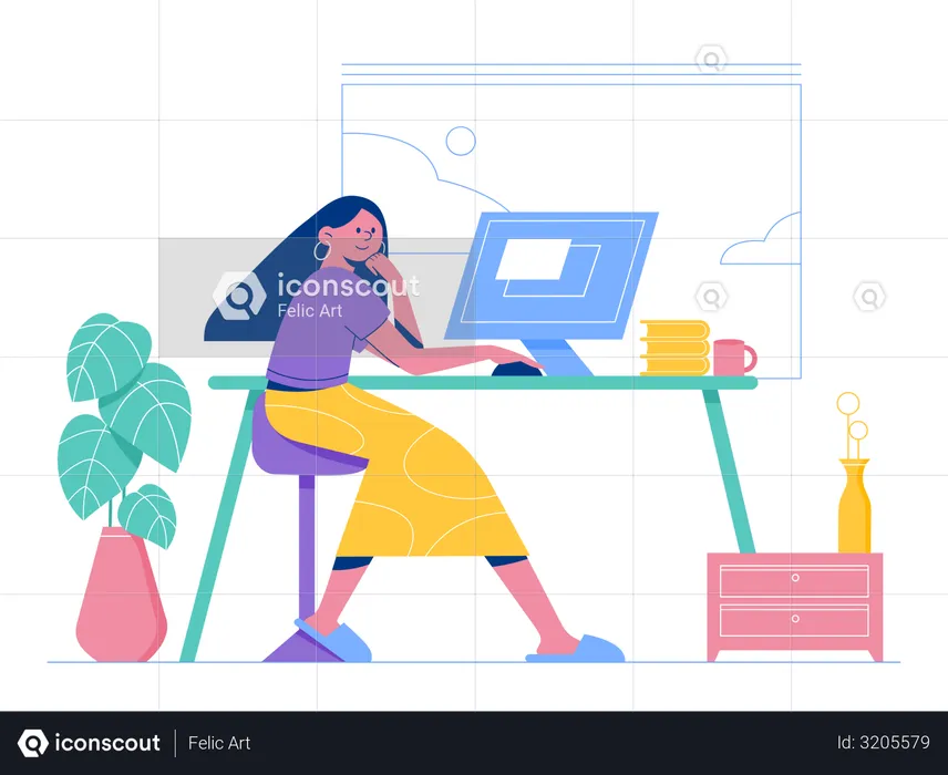 Female employee working on Web Design  Illustration