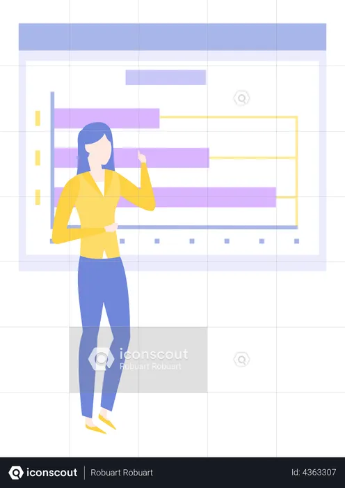Female employees presenting data analysis  Illustration