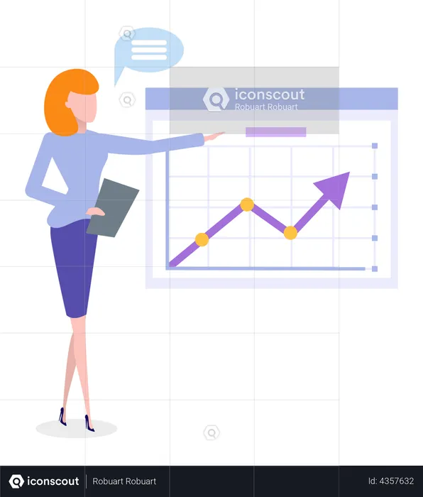 Female employees presenting data analysis chart  Illustration