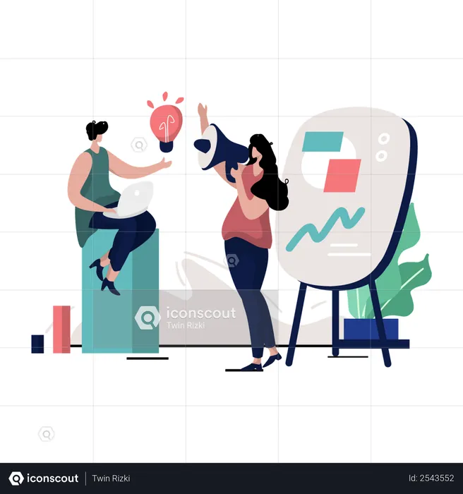 Female employees working on vacancy posting  Illustration